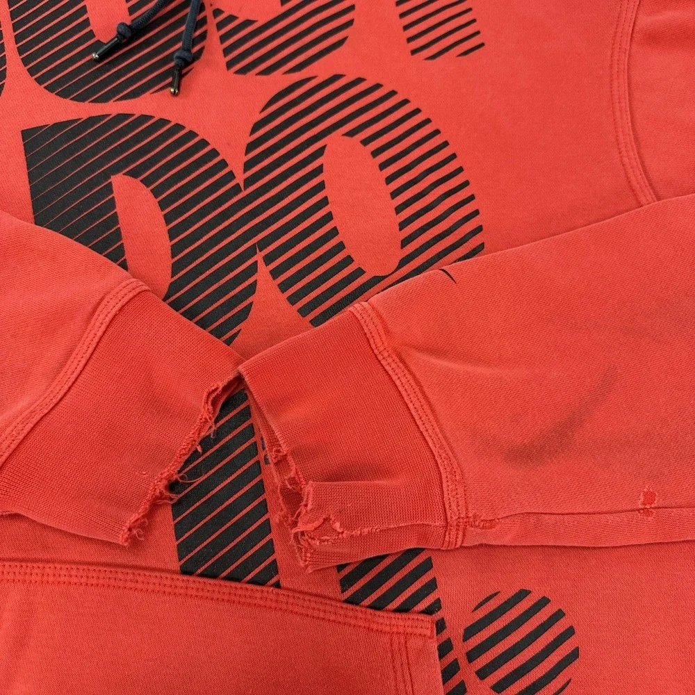 Nike Hoodie Sweatshirt Mens XL Red Just Do It Graphic Logo Fleece Pullover Y2k